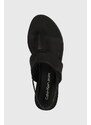 Sandály Calvin Klein Jeans FLAT SANDAL TOEPOST DC dámské, černá barva, YW0YW01344