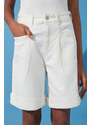 Trendyol Beige Stitch Detail High Waist Denim Shorts & Bermuda