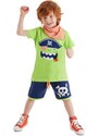 Denokids 3d Green Pirate Kids T-shirt Shorts Bandana Set