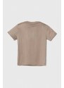 Bavlněné tričko Emporio Armani hnědá barva, s aplikací