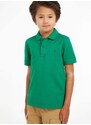 Dětská bavlněná polokošile Tommy Hilfiger zelená barva