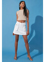 Trendyol White Zipper Detail Mini Denim Skirt