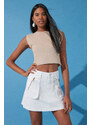 Trendyol White Zipper Detail Mini Denim Skirt