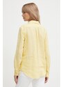 Lněná košile Polo Ralph Lauren žlutá barva, regular, s klasickým límcem