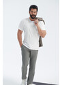 AC&Co / Altınyıldız Classics Men's Gray Slim Fit Casual Cut Jogger Pants with Tie Waist Side Pockets.