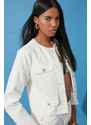 Trendyol White Button Detailed Denim Jacket