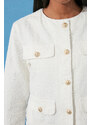 Trendyol White Button Detailed Denim Jacket