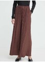 Kalhoty Samsoe Samsoe UMA dámské, hnědá barva, široké, high waist, F21200187