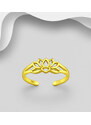 Stříbrný pozlacený prsten na nohu s motivem lotosu