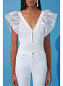 Trendyol Ecru Woven Garnish Attached Flexible Snaps Knitted Bodysuit