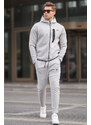 Madmext Gray Printed Regular Fit Men's Tracksuit Set