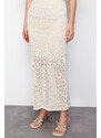 Trendyol Stone Midi Lined Openwork/Perforated Knitwear Skirt