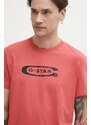 Bavlněné tričko G-Star Raw růžová barva, s potiskem