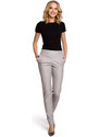 model 18002300 Kalhoty s rovnými nohavicemi z umělé kůže a zadním zipem šedé - Moe