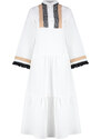 Trendyol Ecru Embroidery and Tassel Detailed Woven Dress