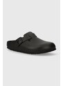 Kožené pantofle Birkenstock Boston dámské, černá barva, 1026789
