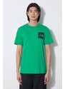 Bavlněné tričko The North Face M S/S Fine Tee zelená barva, s potiskem, NF0A87NDPO81