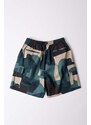 Bavlněné šortky by Parra Distorted Camo Shorts zelená barva, vzorované, 51242