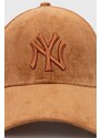 Manšestrová kšiltovka New Era NEW YORK YANKEES hnědá barva, s aplikací