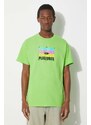 Bavlněné tričko PLEASURES Cmyk T-Shirt zelená barva, s potiskem, P24SP051.LIME