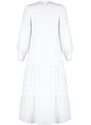 Trendyol White Lined Embroidery Detailed Woven Dress