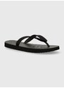 Žabky Tommy Jeans TJW LOGO FLIP FLOP dámské, černá barva, na plochém podpatku, EN0EN02447