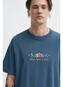 Bavlněné tričko Abercrombie & Fitch tyrkysová barva, s aplikací