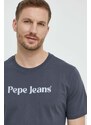 Bavlněné tričko Pepe Jeans CLIFTON šedá barva, s potiskem, PM509374