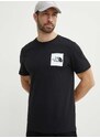 Bavlněné tričko The North Face M S/S Fine Tee černá barva, s potiskem, NF0A87NDJK31