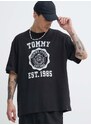 Bavlněné tričko Tommy Jeans černá barva, s potiskem, DM0DM18560