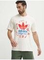 Bavlněné tričko adidas Originals béžová barva, s potiskem, IS2895