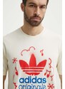 Bavlněné tričko adidas Originals béžová barva, s potiskem, IS2895