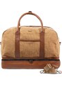 Bagind Columbus Tramp - elegantní a prostorná cestovní taška z canvasu s koženými detaily hnědá