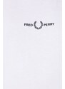 Bavlněné tričko Fred Perry bílá barva, s aplikací, M4580.100