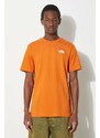 Bavlněné tričko The North Face M S/S Redbox Tee oranžová barva, s potiskem, NF0A87NPPCO1