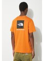 Bavlněné tričko The North Face M S/S Redbox Tee oranžová barva, s potiskem, NF0A87NPPCO1