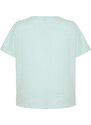 Trendyol Curve Mint Foil Print Detailed Boyfriend Knitted T-shirt