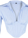 Trendyol Blue White Striped Corset Detailed Poplin Shirt