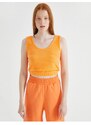 Koton Women's Orange Crop Body with Elastic Waist Detailed