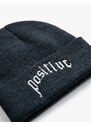 Koton Basic Knit Beanie Hat with Slogan Embroidered Fold Detail.