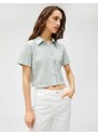 Koton Crop Shirt Plaid Short Sleeve Buttoned