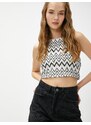 Koton Crop Athlete Halterneck Knitted Pattern