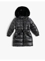 Koton Long Puffer Coat Faux Für Lined Zippered With Pocket