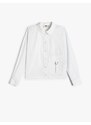 Koton Poplin Shirt Long Sleeve Pocket Detailed Snap Closure Cotton