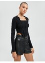 Koton Long Sleeve T-Shirt Choker Collar Chain Detailed Corset Look