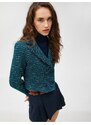 Koton Crop Blazer Tweed Buttoned Lined