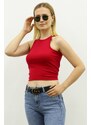 Madmext Mad Girls Burgundy Crop Top MG361