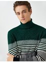 Koton Basic Knitwear Sweater Turtleneck Color Block Slim Fit.
