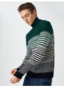 Koton Basic Knitwear Sweater Turtleneck Color Block Slim Fit.