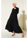 Bigdart 1627 Límec Šněrovací Hidžáb šaty Ramadán Kolekce - Černá